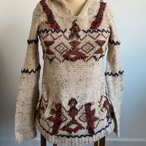Free People Aztec Hooded Pullover Sweater Size XS